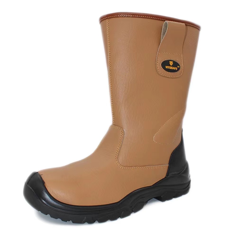 CL635 Steel Toe and Plate Work Tip Cowboy Rubber Gum Rain Safty Safety Boots for Men Women